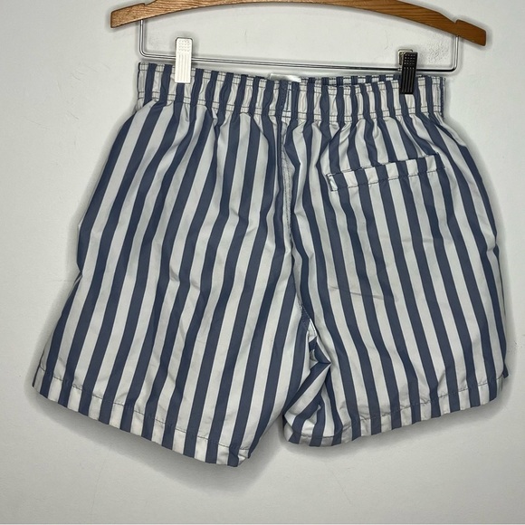 H & M mesh lined swim trunks blue & white striped size small - Picture 2 of 4